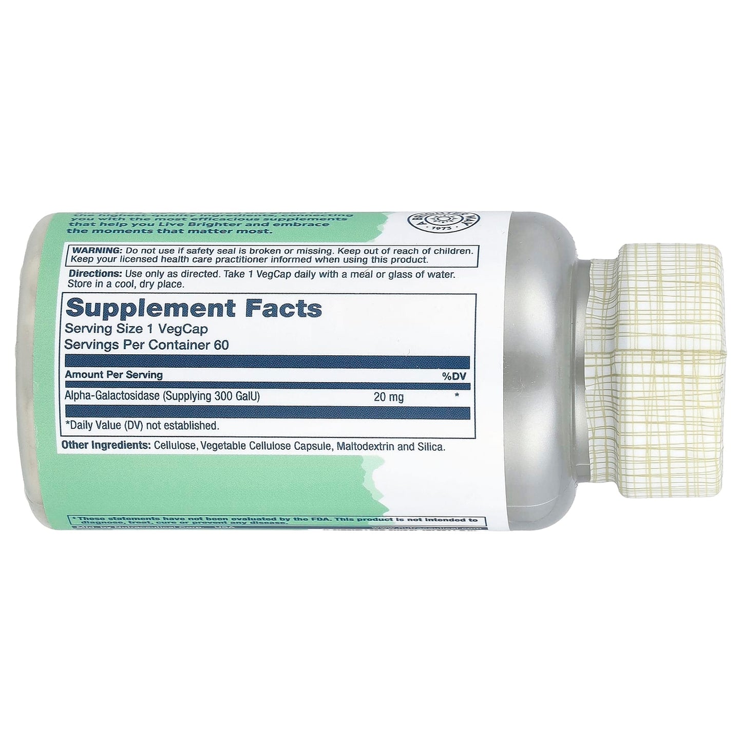 Solaray, Bean Enzyme, 300 GaIU, 60 VegCaps - Image 2