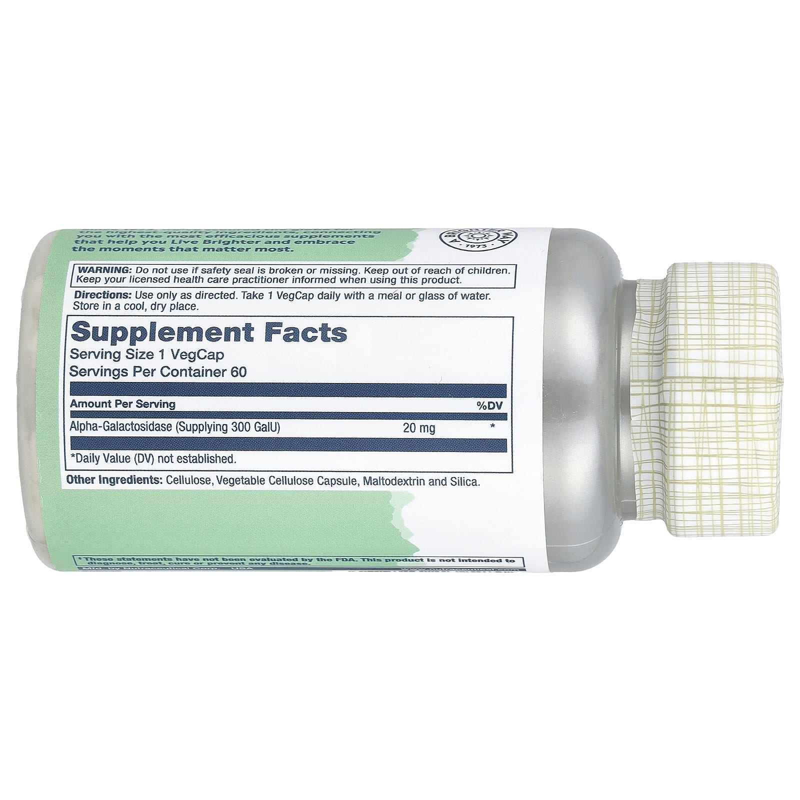 Solaray, Bean Enzyme, 300 GaIU, 60 VegCaps - Image 2