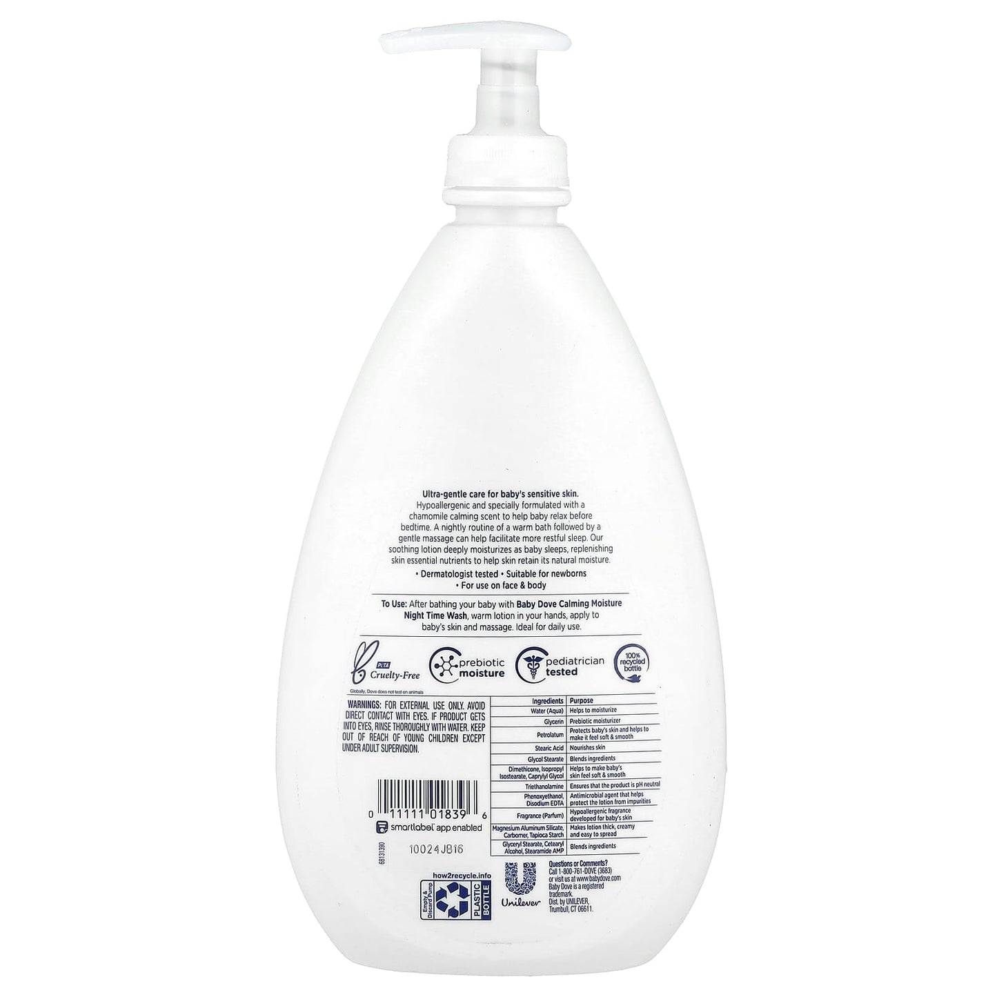 Dove Calming Moisture Night Time Lotion for Sensitive Baby Skin, 20 fl oz - Image 2