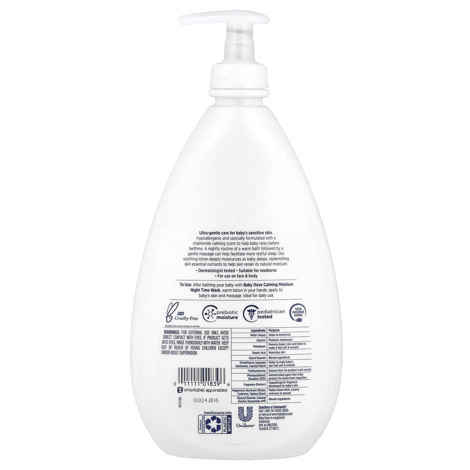 Dove Calming Moisture Night Time Lotion for Sensitive Baby Skin, 20 fl oz - Image 2