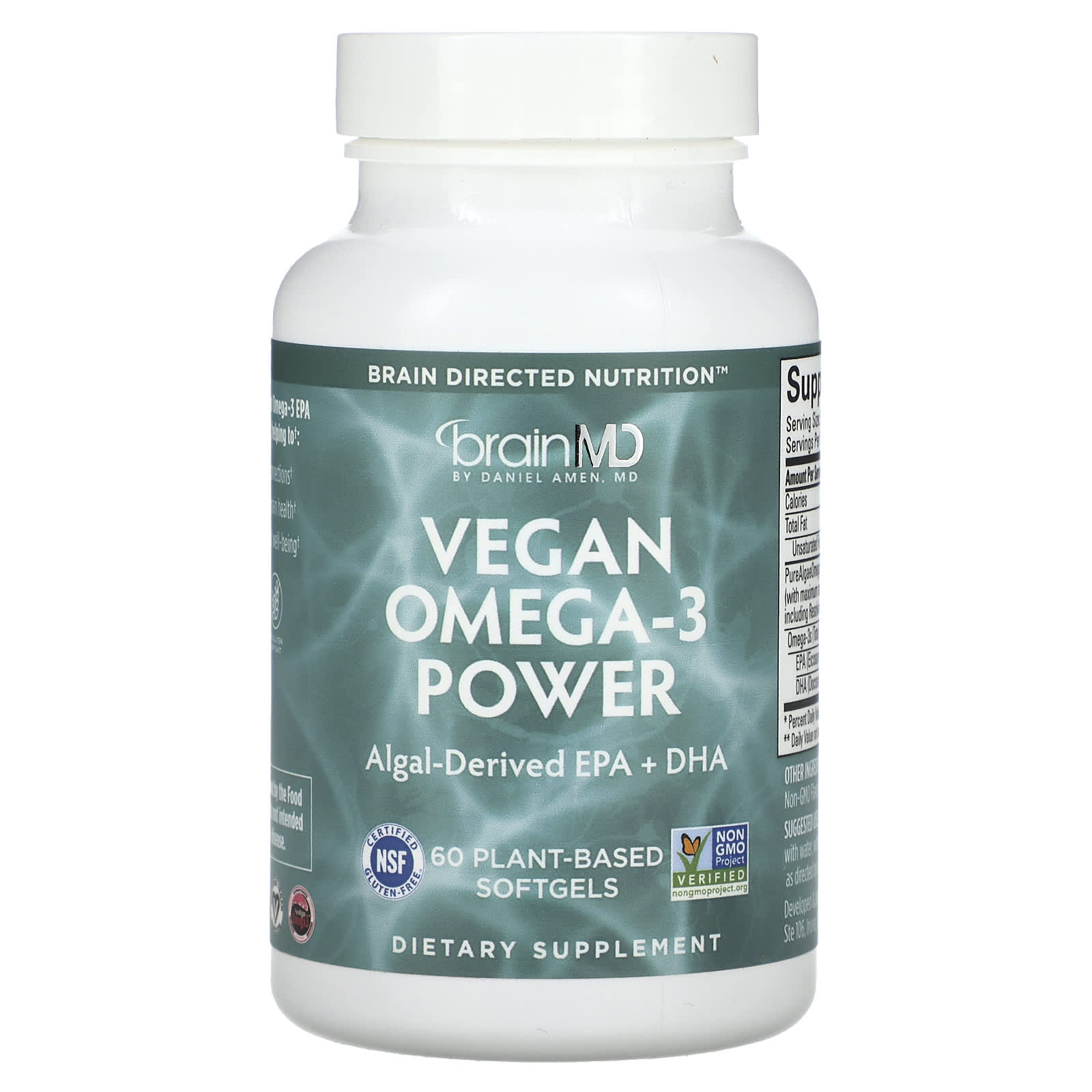 Vegan Omega-3 Power from BrainMD - 60 Plant-Based Softgels - Image 1