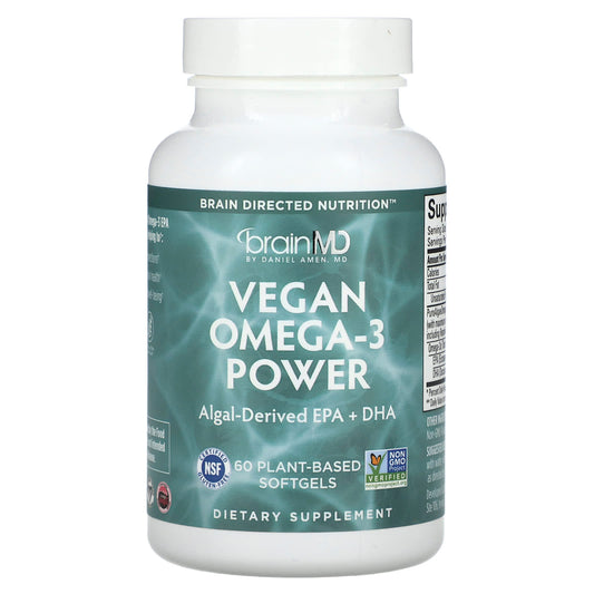 Vegan Omega-3 Power from BrainMD - 60 Plant-Based Softgels - Image 1