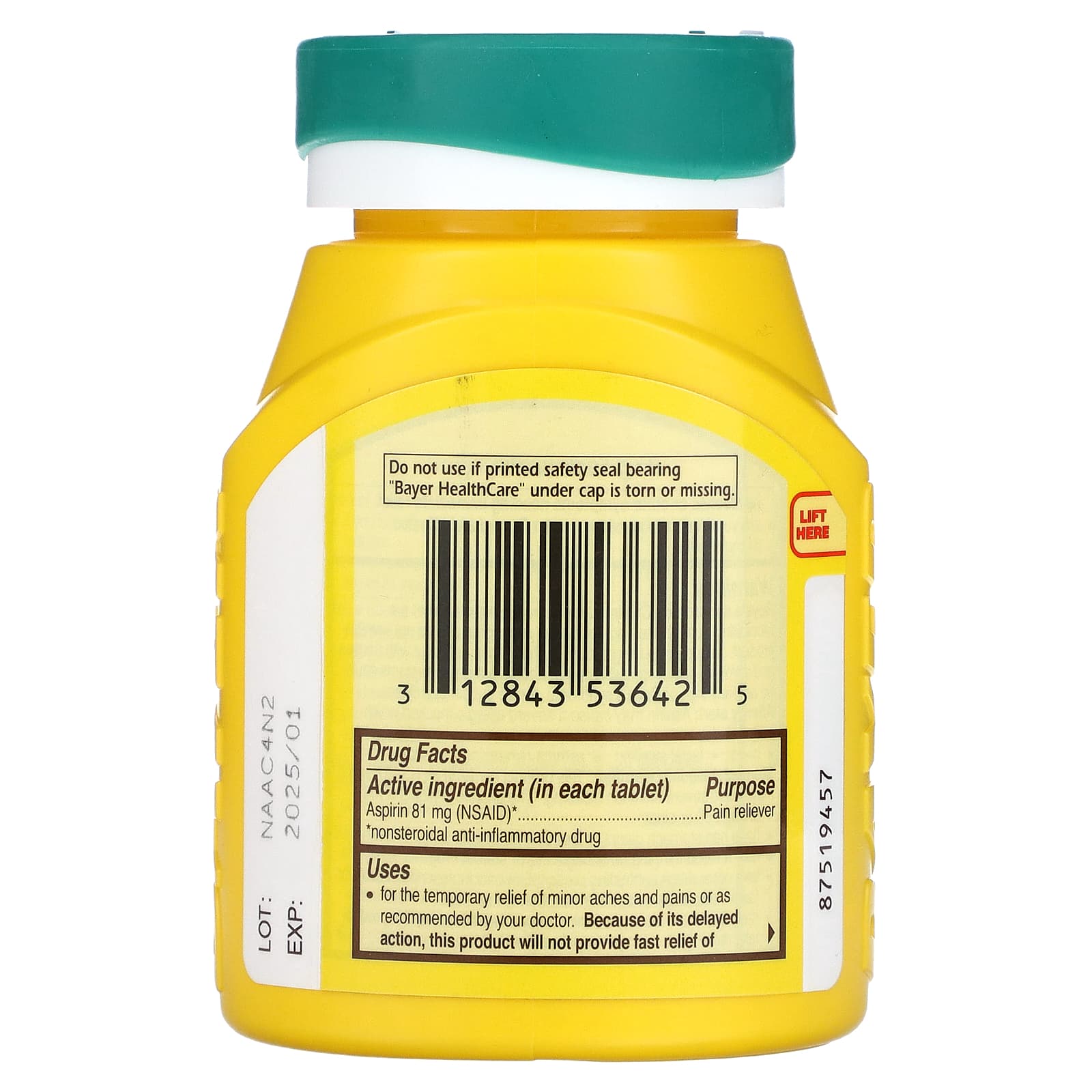 Low Dose Bayer Aspirin Regimen, 81 mg, 300 Enteric Coated Tablets - Image 2