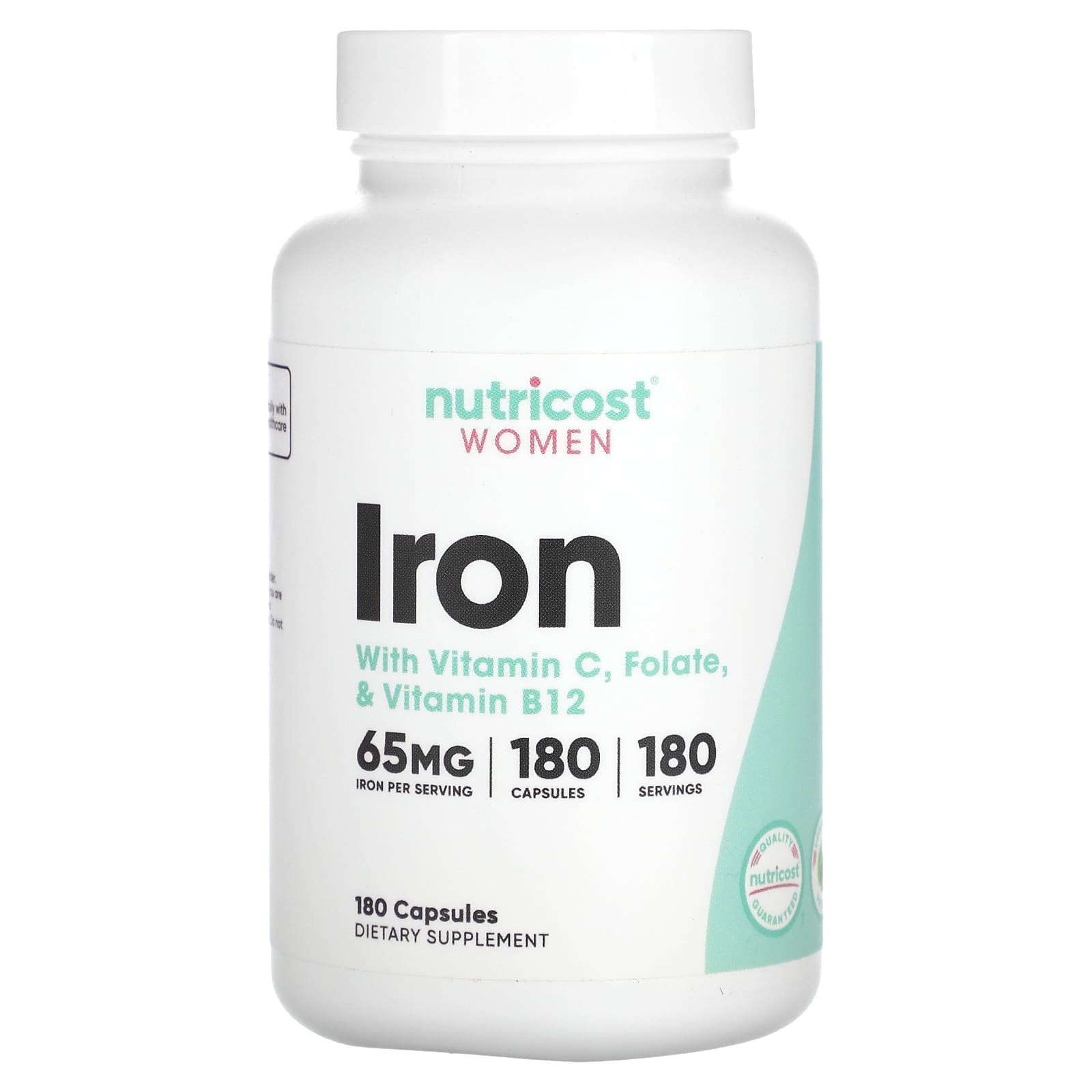 Nutricost, Women, Iron, With Vitamin C, Folate, & Vitamin B12, 180 Capsules - Image 1