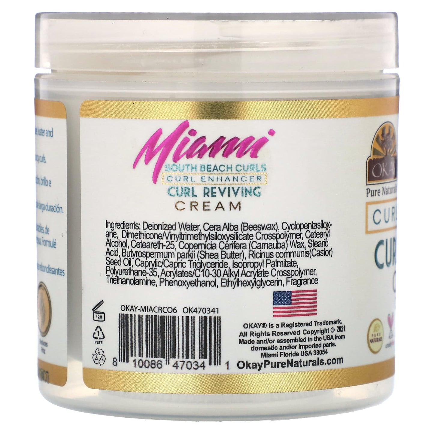 Okay Pure Naturals, Miami South Beach Curls, Curl Enhancer, Curl Reviving Cream, 6 oz (170 g) - Image 2