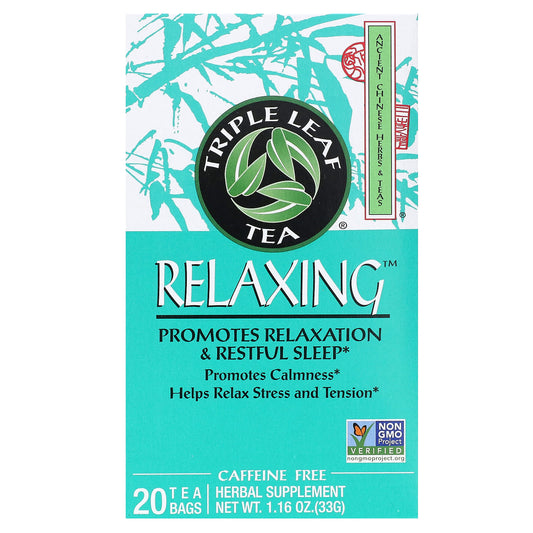 Triple Leaf Tea, Relaxing, Caffeine Free, 20 Tea Bags, 1.16 oz (33 g) - Image 1