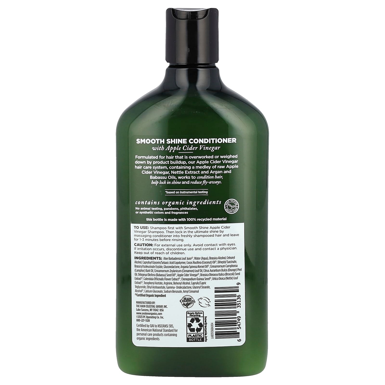 Avalon Organics Smooth Shine Apple Cider Vinegar Conditioner, 11 oz - Image 2