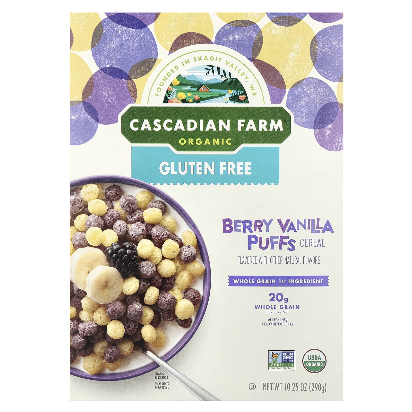 Organic Berry Vanilla Puffs Cereal by Cascadian Farm - USDA Organic - Image 1