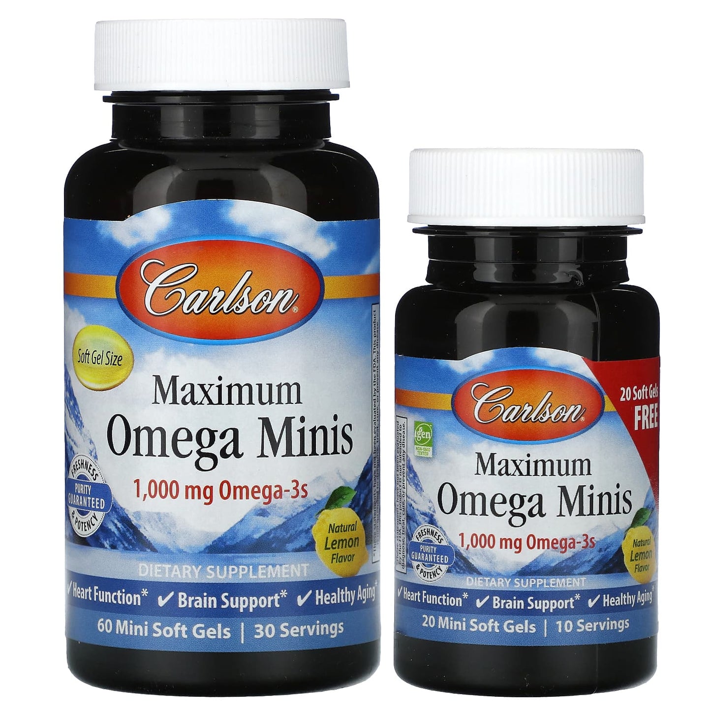 Carlson Maximum Omega Minis, Natural Lemon, 80 Soft Gels (500mg) - Image 1