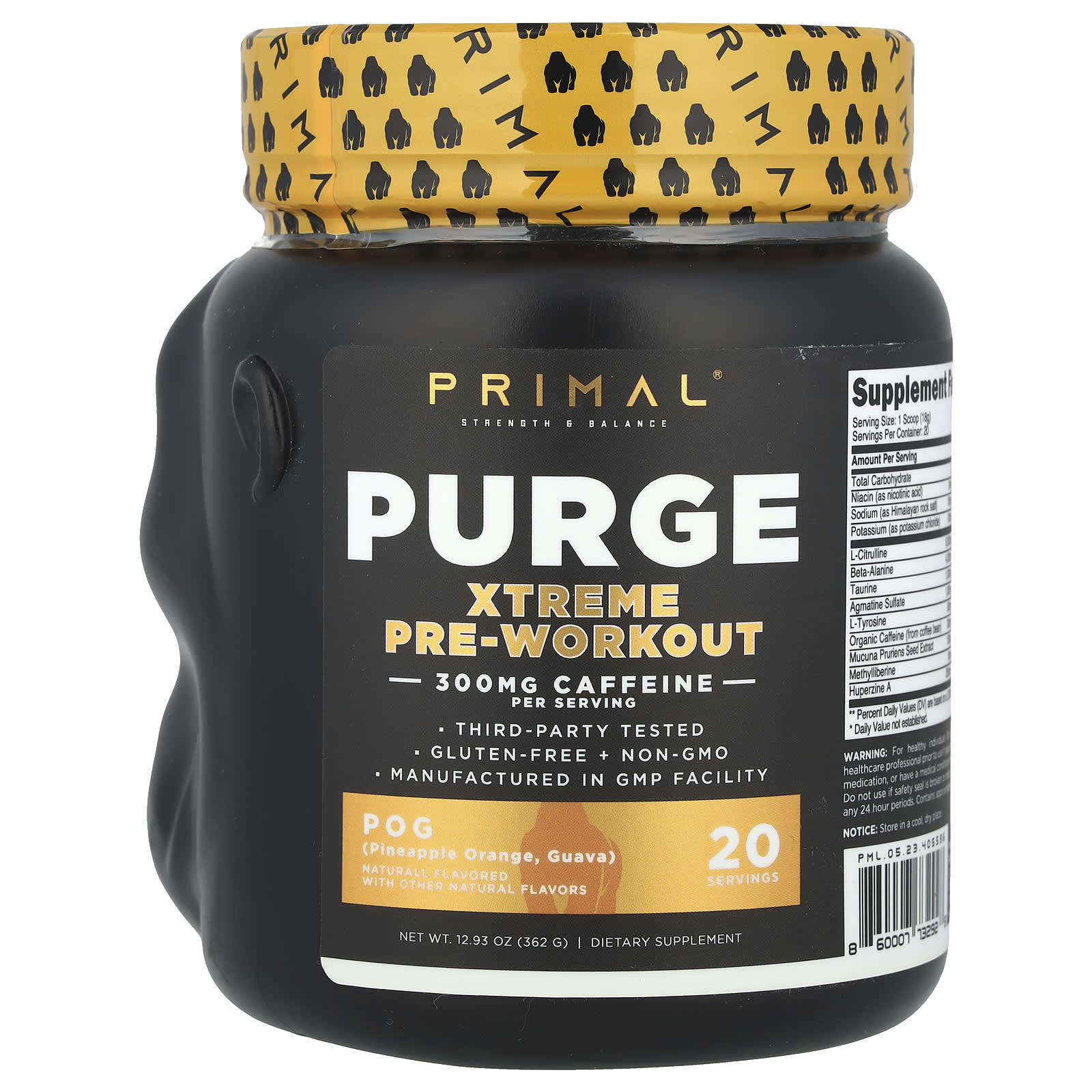 PrePrimal, Purge, Xtreme Pre-Workout, POG (Pineapple, Orange, Guava), 12.93 oz (362 g) - Image 2