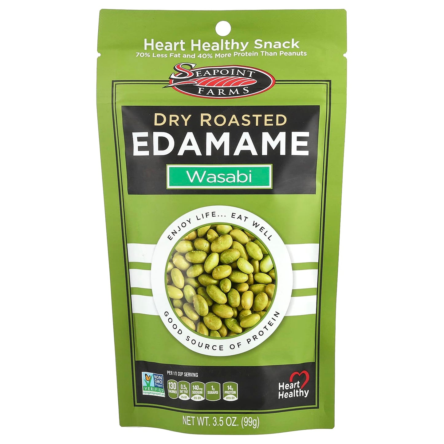 Seapoint Farms, Dry Roasted Edamame, Wasabi, 3.5 oz (99 g) - Image 1