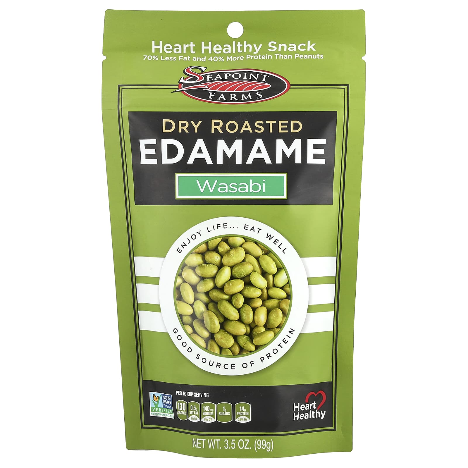 Seapoint Farms, Dry Roasted Edamame, Wasabi, 3.5 oz (99 g) - Image 1