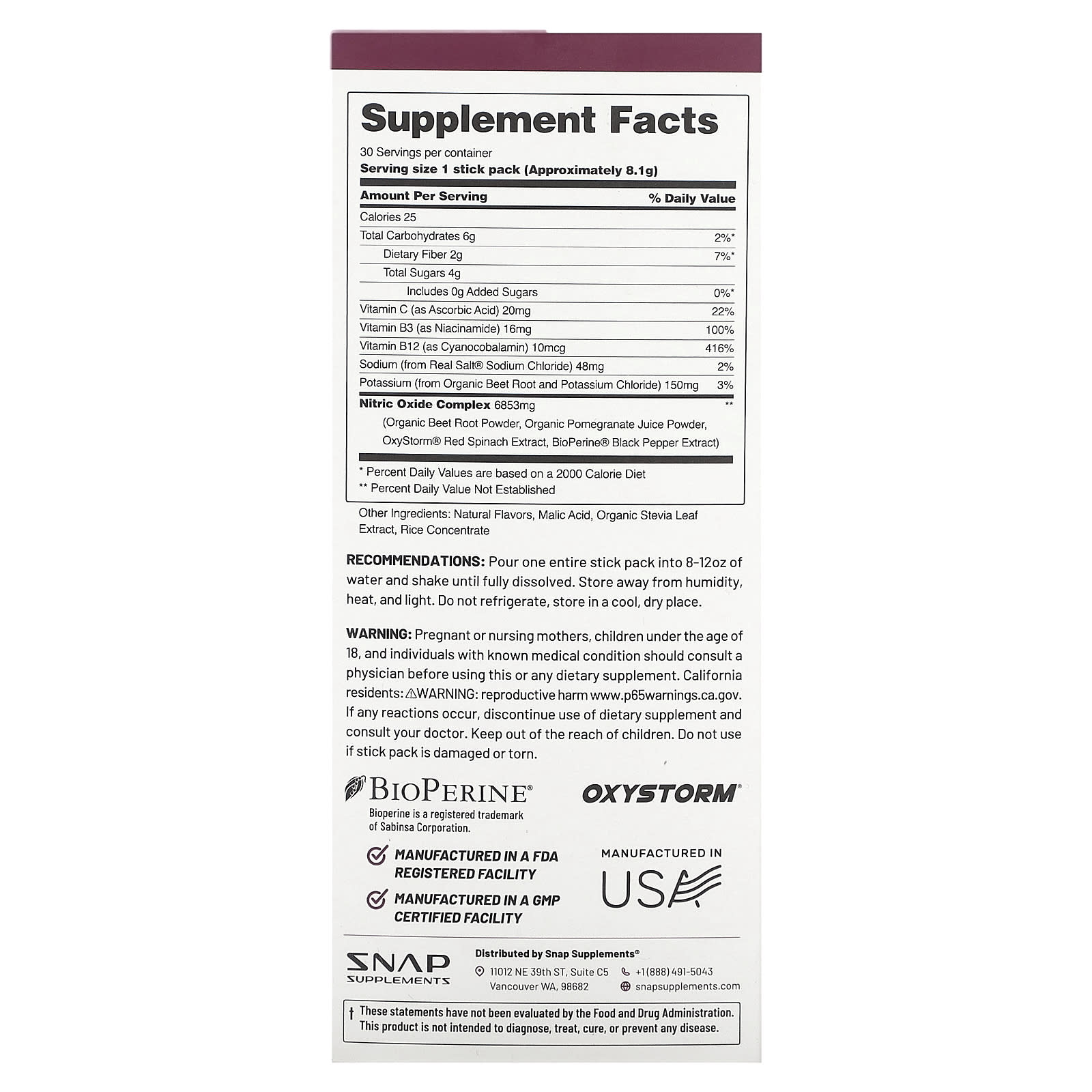 Snap Supplements, Nitric Oxide, Organic Beets, Original Berry, 10 Stick Packs, 0.29 oz (8.2 g) Each - Image 2