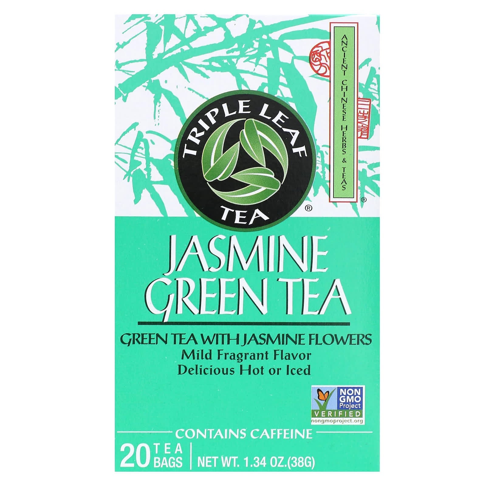 Triple Leaf Tea, Jasmine Green Tea , 20 Tea Bags, 1.34 oz (38 g) - Image 1