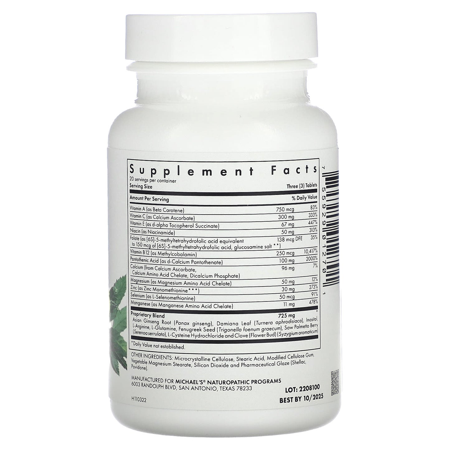 Michael's Health, Male Reproductive Factors, 60 Vegetarian Tablets - Image 2