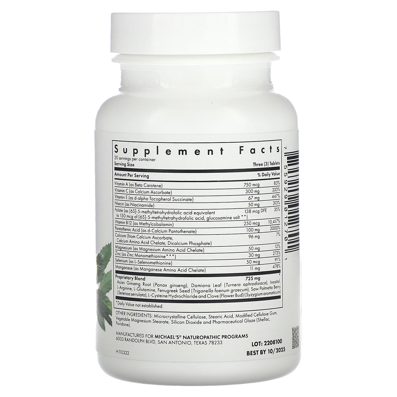 Michael's Health, Male Reproductive Factors, 60 Vegetarian Tablets - Image 2