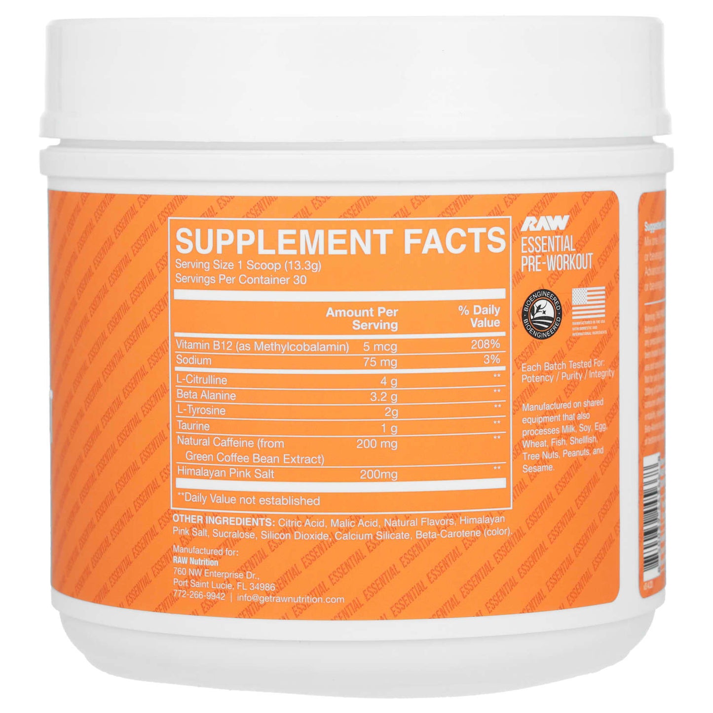 Raw Nutrition, Bum, Essential Pre-Workout, Orange, 14.07 oz (399 g) - Image 2