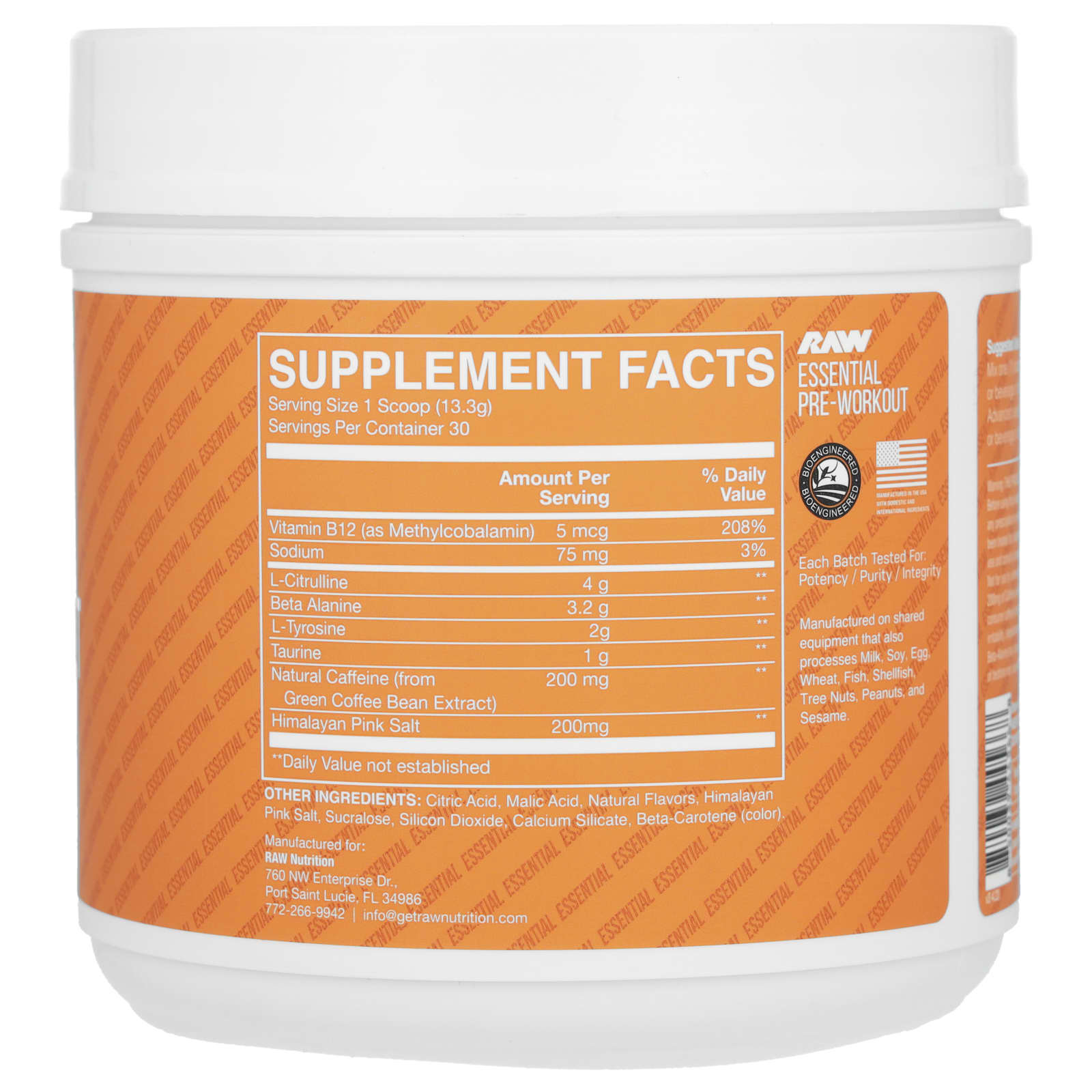 Raw Nutrition, Bum, Essential Pre-Workout, Orange, 14.07 oz (399 g) - Image 2