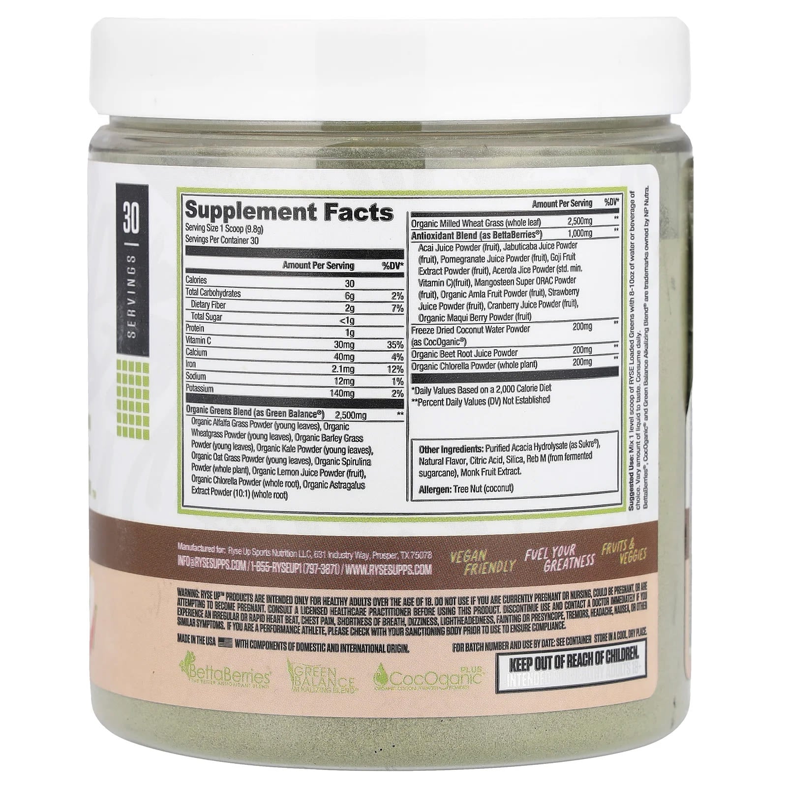 RYSE, Natural Series, Loaded Greens, Lemon Burst, 10.4 oz (294 g) - Image 2