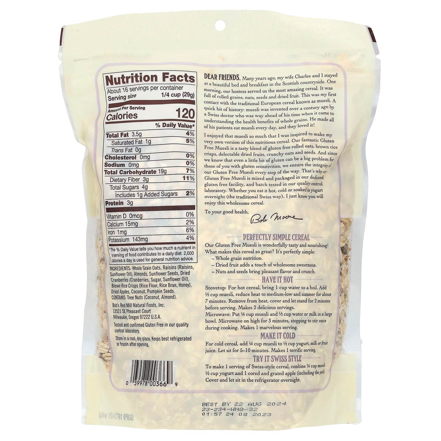 Gluten-Free Muesli by Bob's Red Mill - Wholesome European-Style Cereal - Image 2