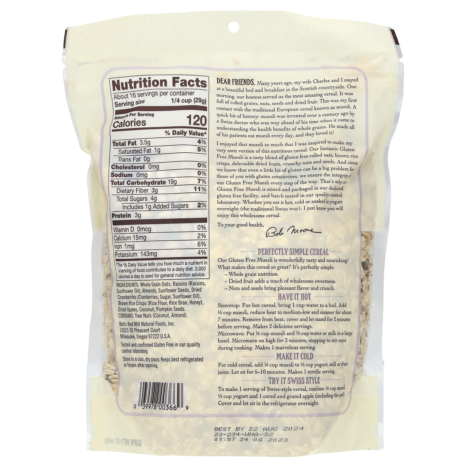 Gluten-Free Muesli by Bob's Red Mill - Wholesome European-Style Cereal - Image 2