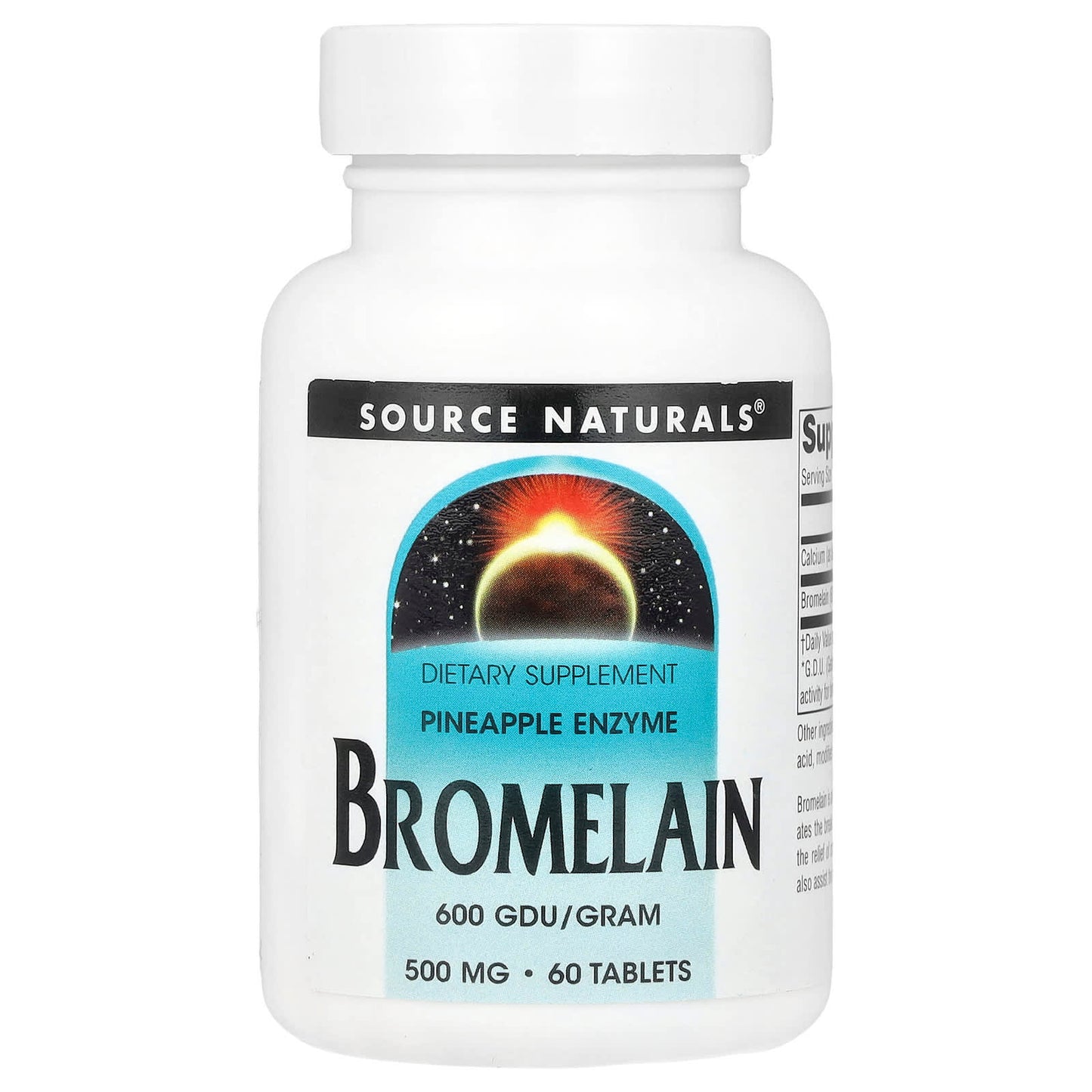 Source Naturals, Bromelain 600 GDU/g, 60 Tablets - Image 1