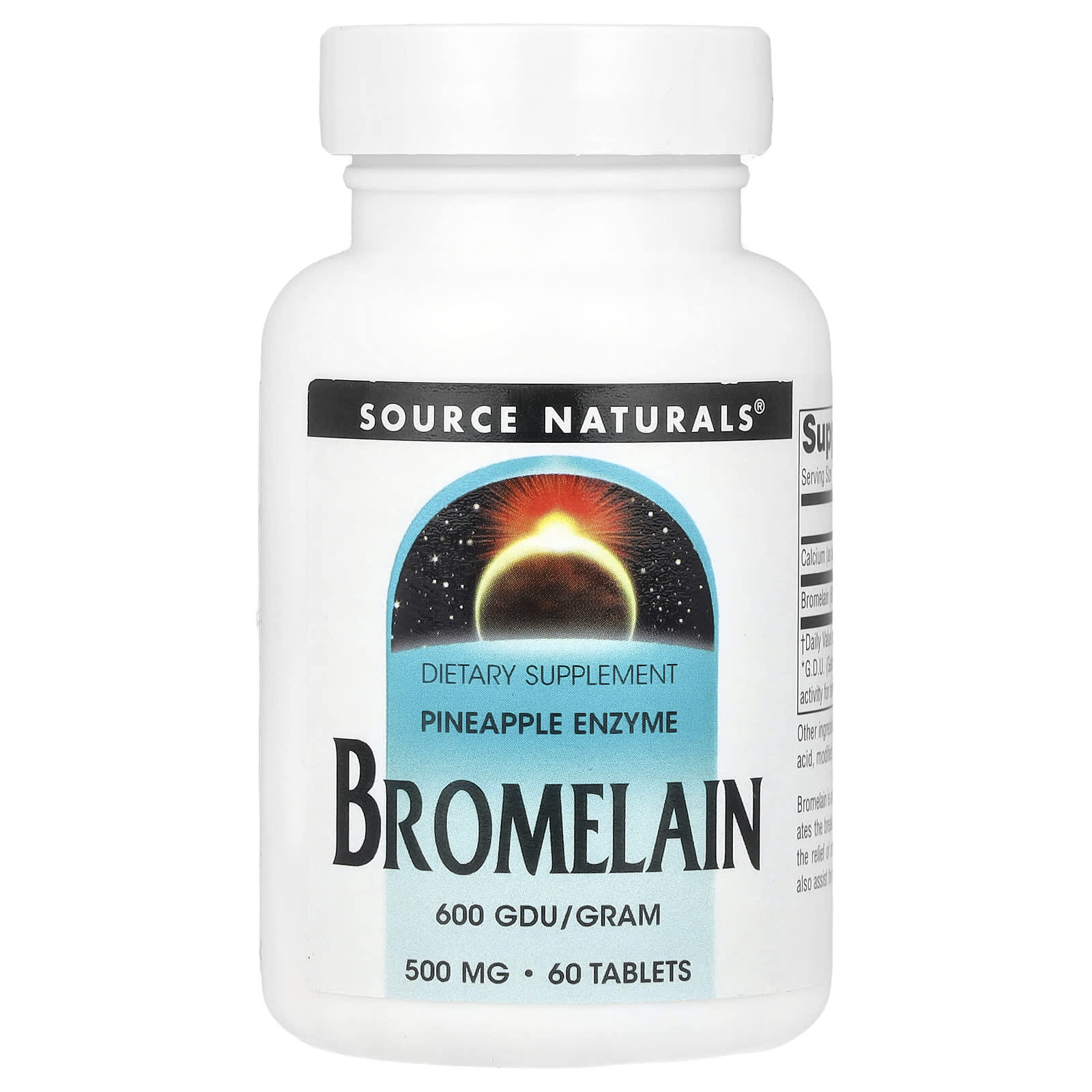 Source Naturals, Bromelain 600 GDU/g, 60 Tablets - Image 1