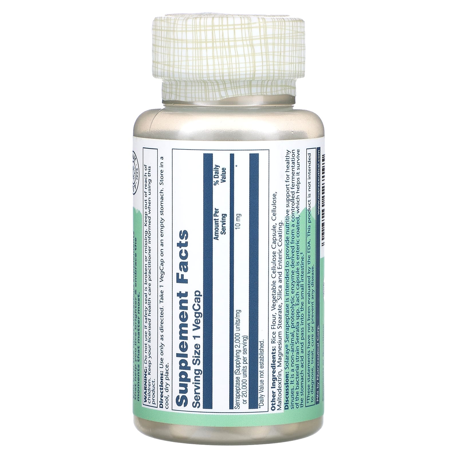 Solaray, Serrapeptase, 10 mg, 90 VegCaps - Image 2
