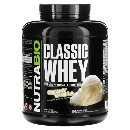 NutraBio, Classic Whey Protein, Creamy Vanilla, 5 lbs (2,268 g) - Image 1