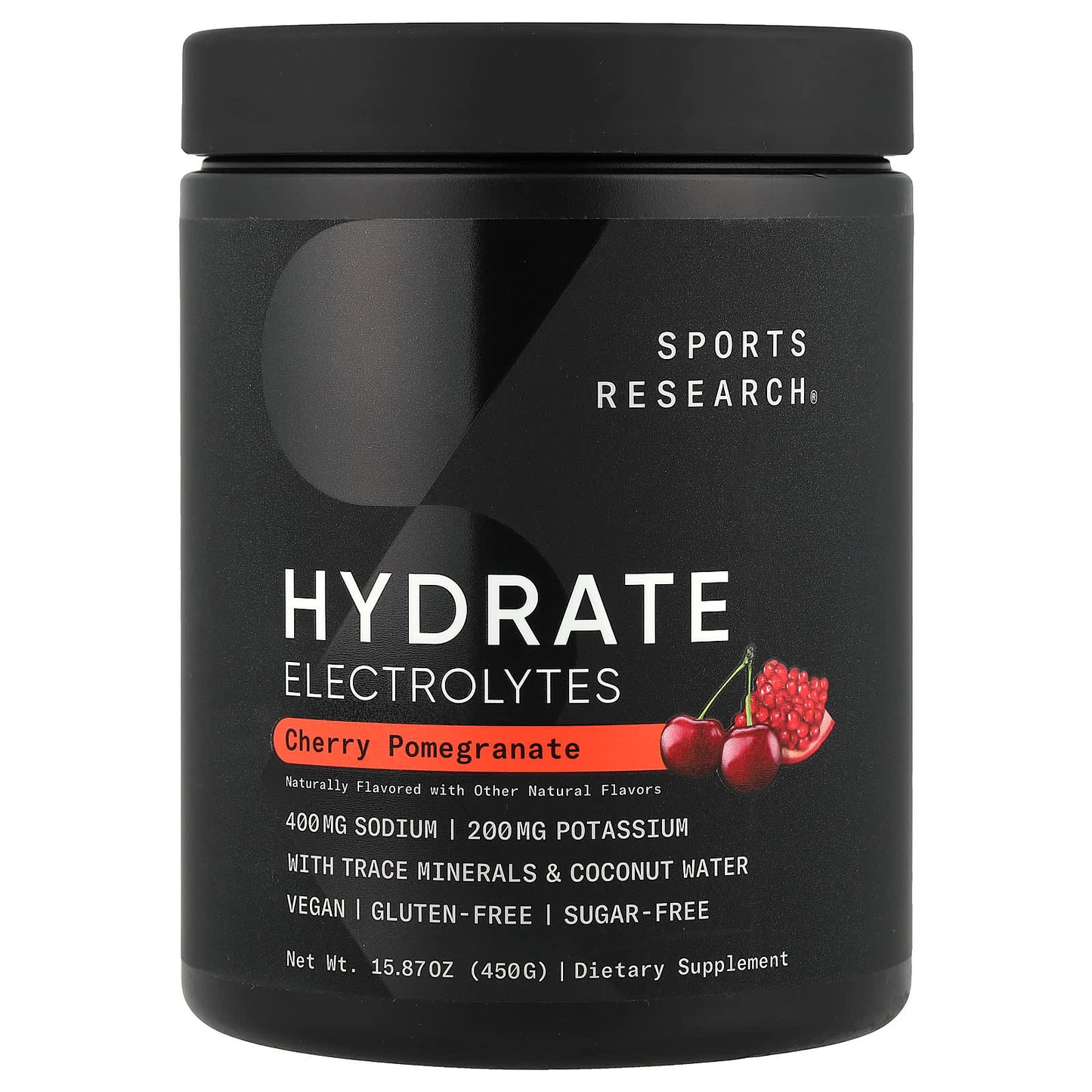 Sports Research, Hydrate Electrolytes, Cherry Pomegranate, 15.87 oz (450 g) - Image 1