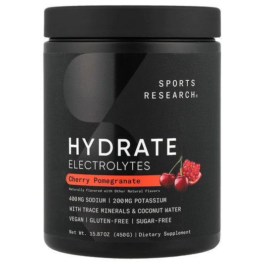 Sports Research, Hydrate Electrolytes, Cherry Pomegranate, 15.87 oz (450 g) - Image 1