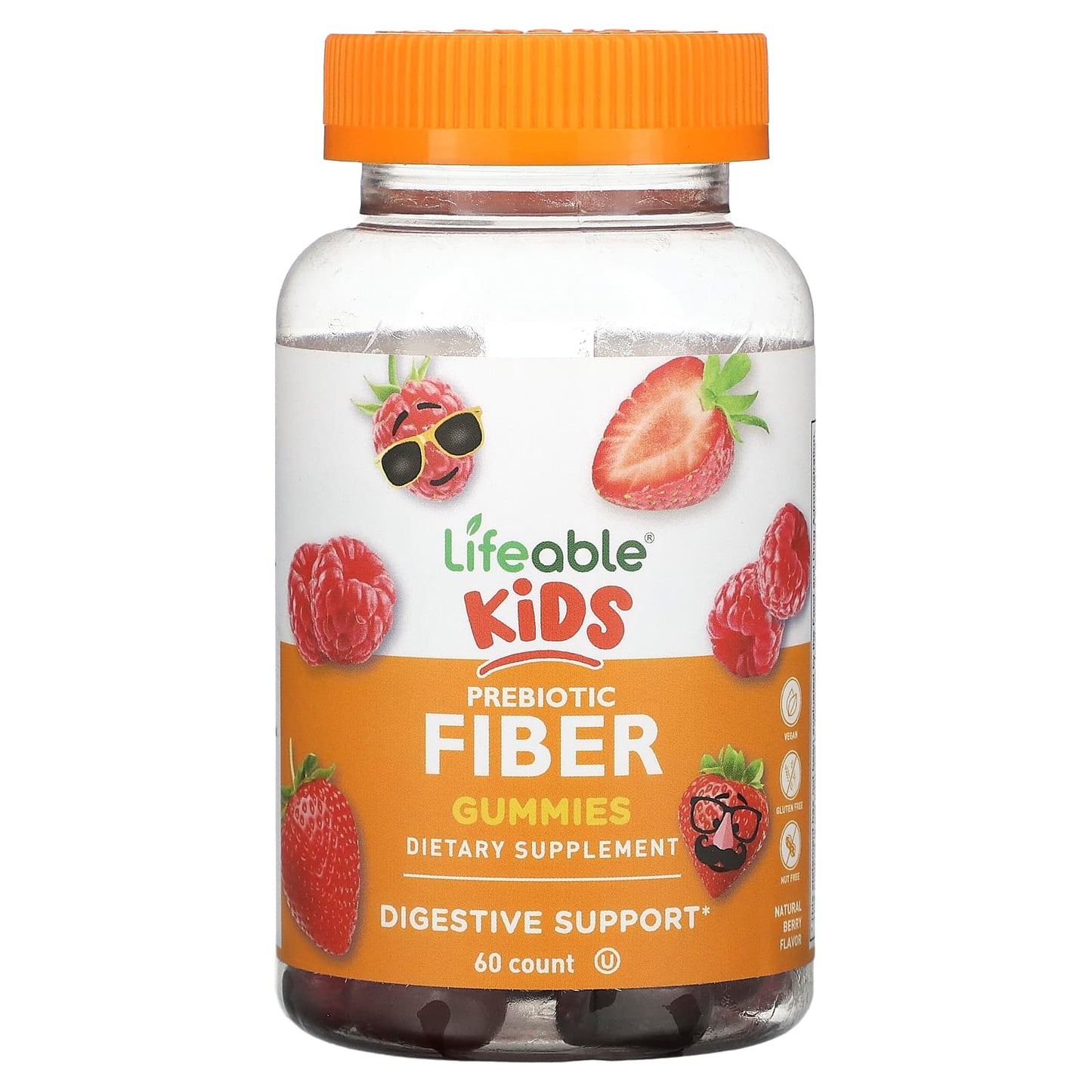 Lifeable, Kids Prebiotic Fiber Gummies, Natural Berry, 60 Gummies - Image 1