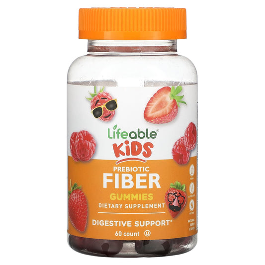 Lifeable, Kids Prebiotic Fiber Gummies, Natural Berry, 60 Gummies - Image 1