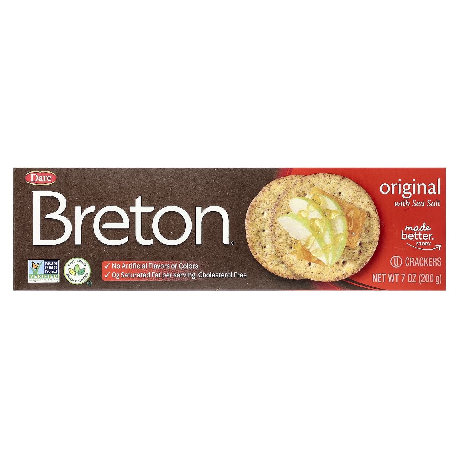 Breton Original Crackers with Sea Salt, 7 oz (200g) | Non-GMO & Plant-Based - Image 1