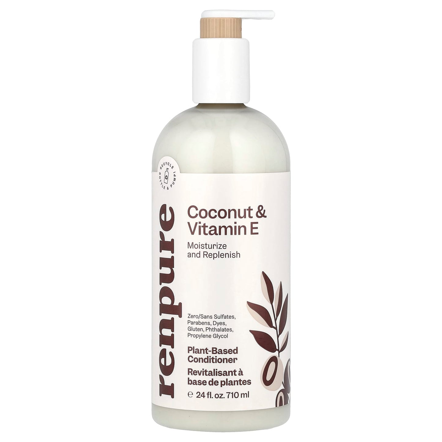 Renpure, Plant-Based Conditioner, Coconut & Vitamin E , 24 fl oz (710 ml) - Image 1