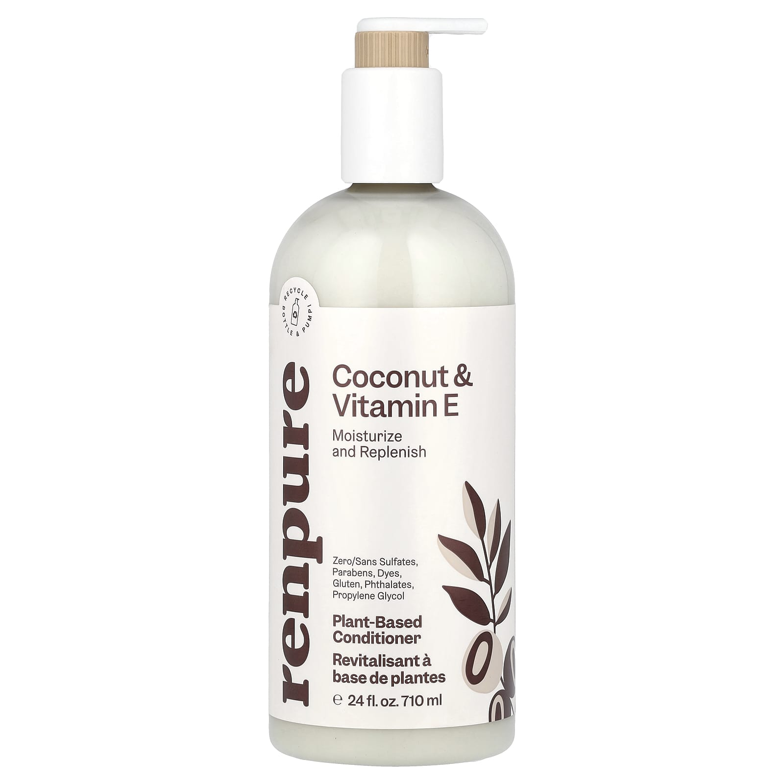 Renpure, Plant-Based Conditioner, Coconut & Vitamin E , 24 fl oz (710 ml) - Image 1