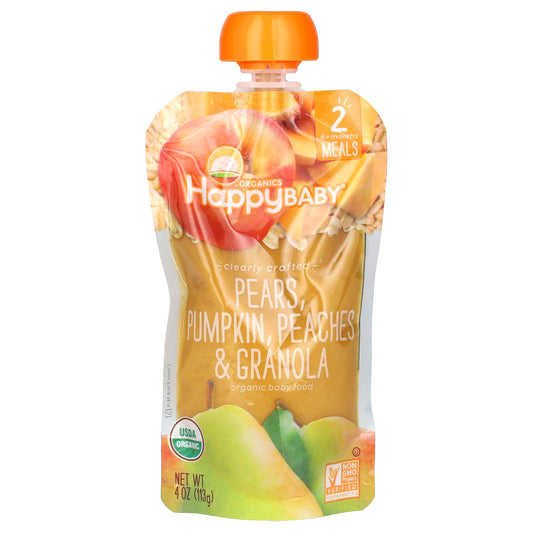 Organic Baby Food by Happy Family - Pears, Pumpkin, Peaches & Granola (6+ Months) - Image 1