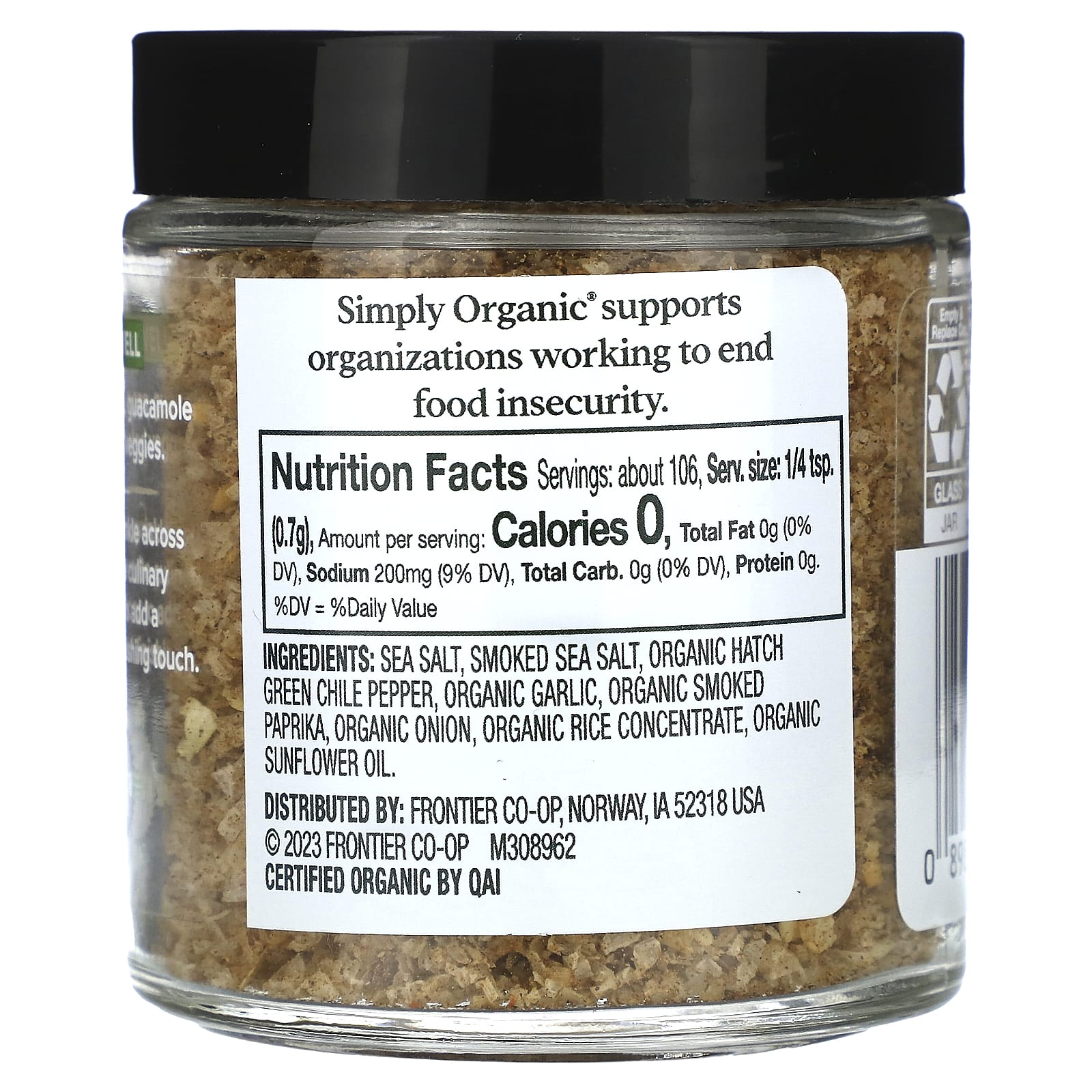 Simply Organic, Smoked Finishing Salt, Hatch Chile, 2.61 oz (74 g) - Image 2