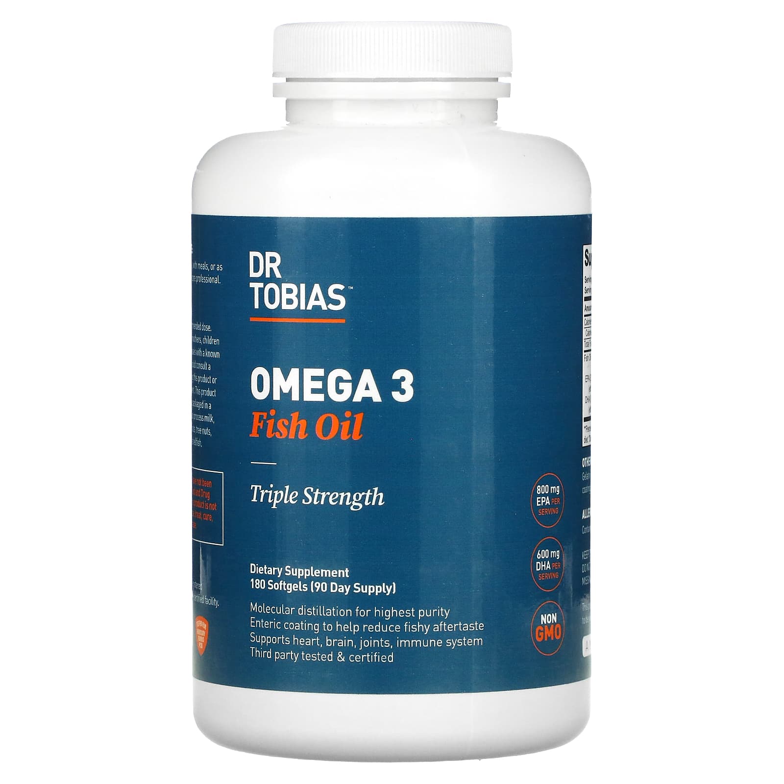 Dr. Tobias Triple Strength Omega 3 Fish Oil Softgels for Heart Health - Image 1