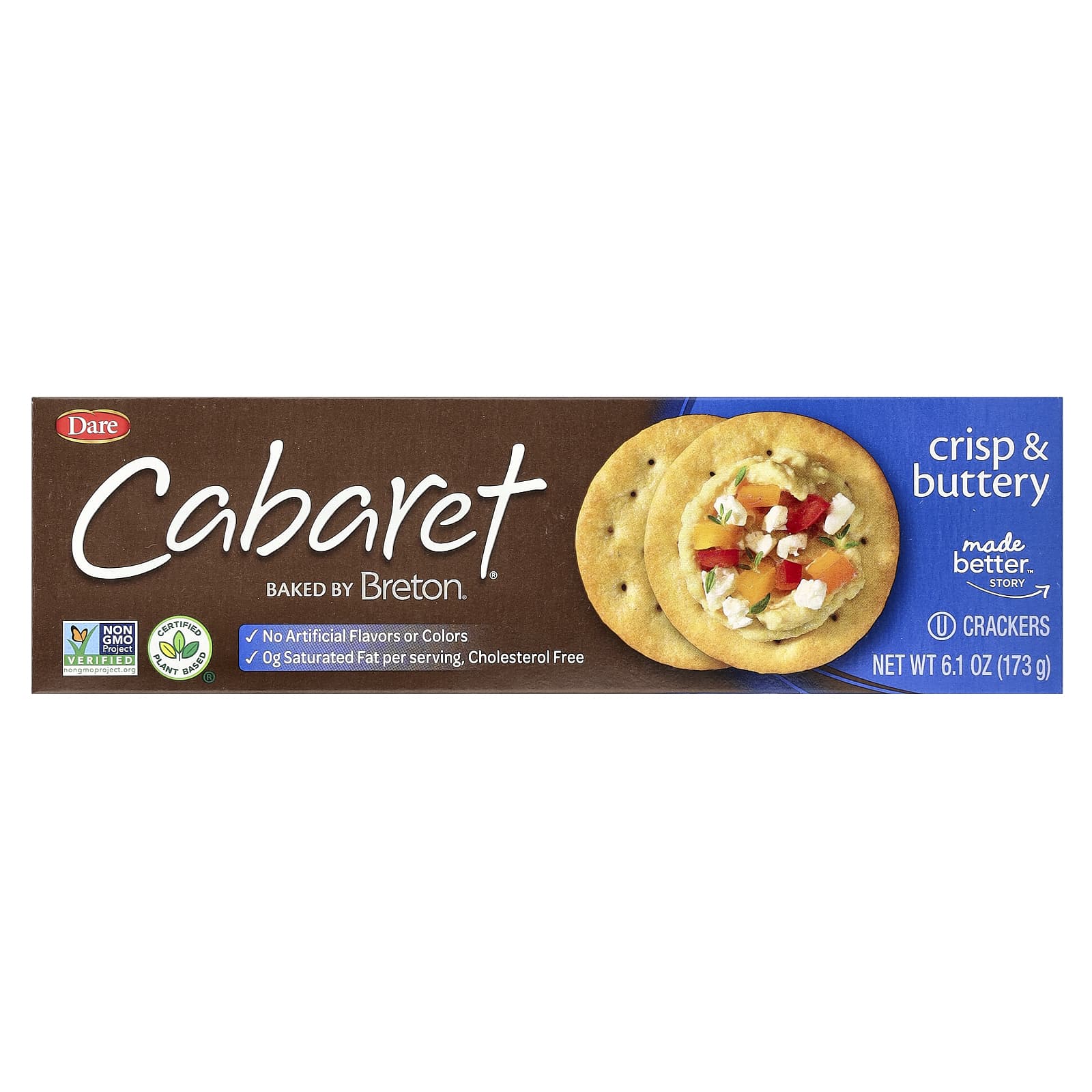Crisp & Buttery Breton Crackers, Plant-Based, Non-GMO, 6.1 oz - Image 1