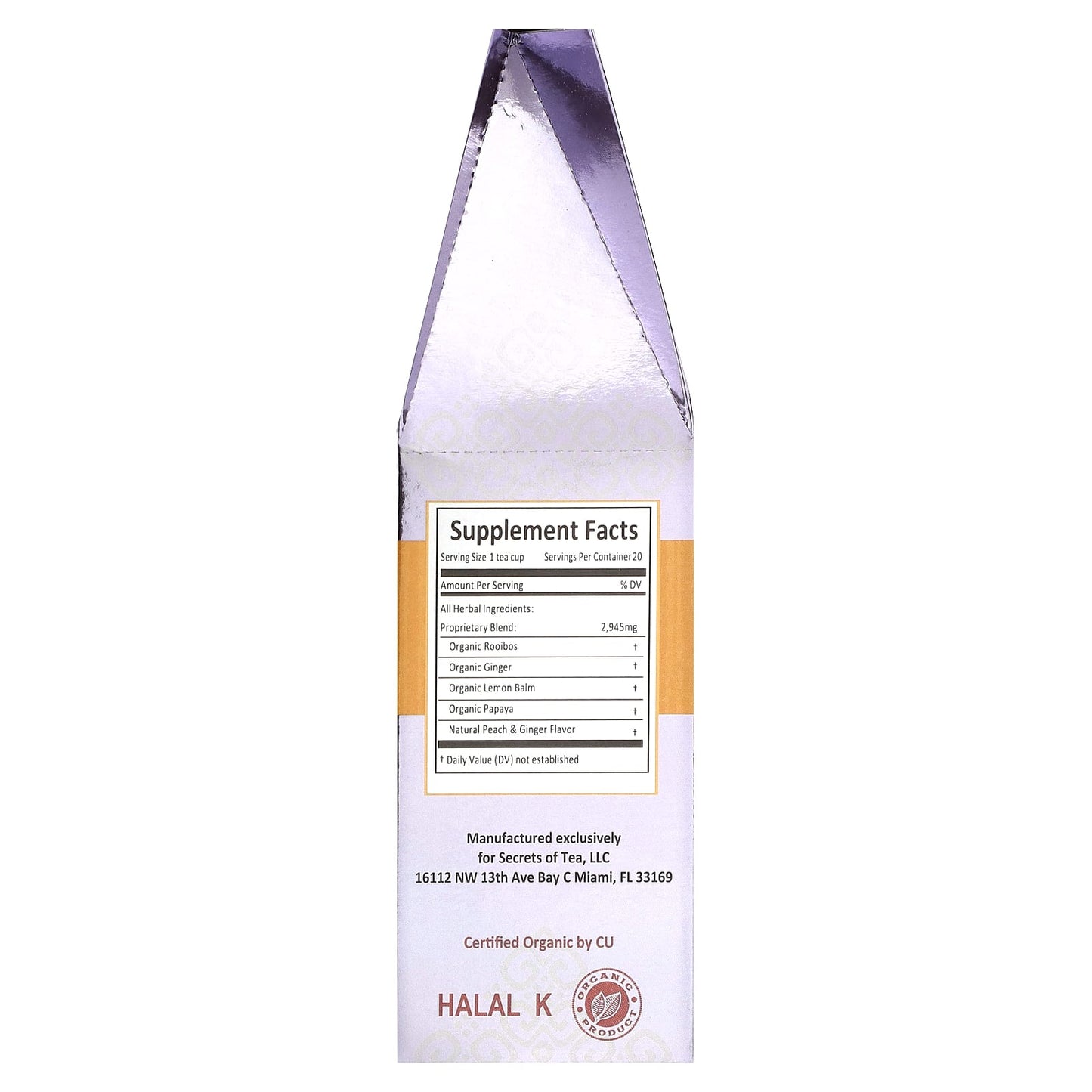 Secrets of Tea, Organic No To Morning Sickness Tea, Caffeine Free, Peach & Ginger, 20 Tea Bags, 1.41 oz (40 g) - Image 2