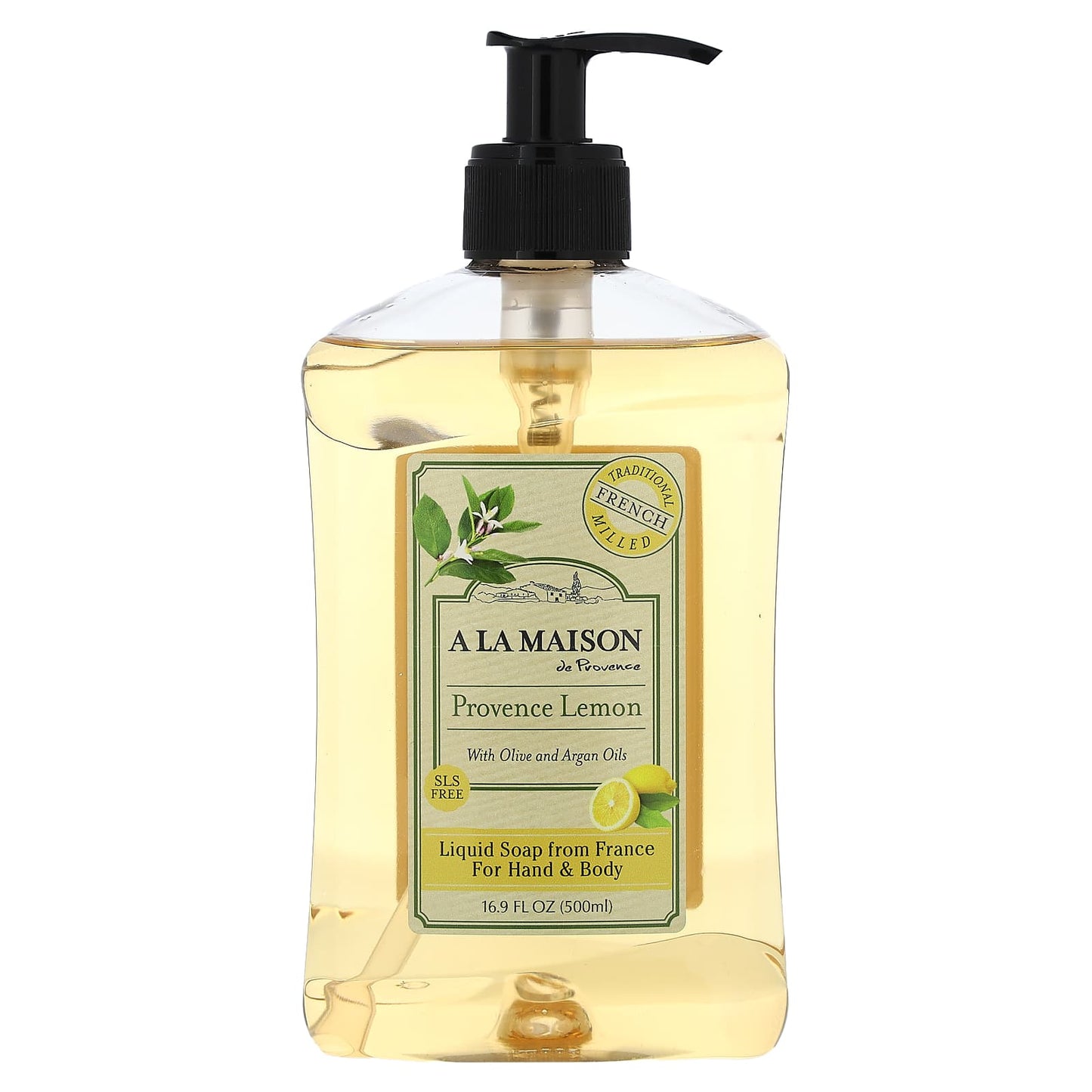 Provence Lemon Liquid Soap for Hands & Body, Cruelty-Free & SLS-Free, 16.9 oz - Image 1