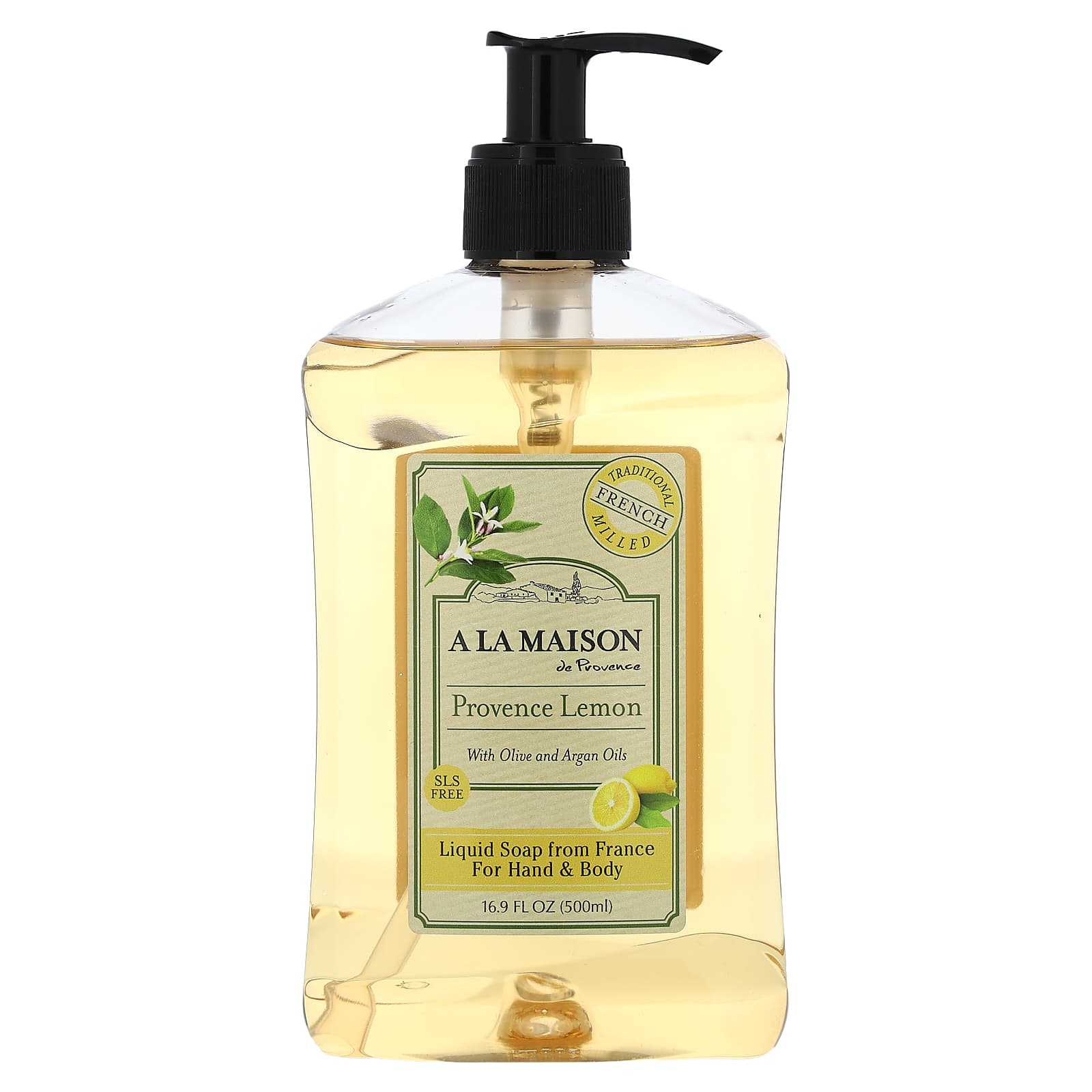Provence Lemon Liquid Soap for Hands & Body, Cruelty-Free & SLS-Free, 16.9 oz - Image 1