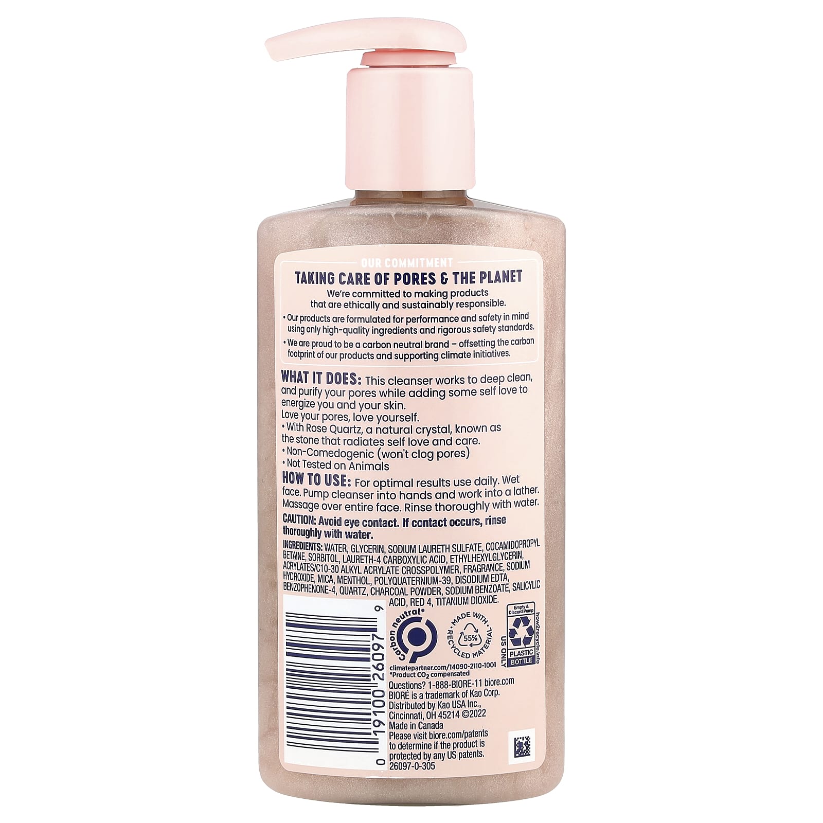 Biore Daily Cleanser, Purify & Reset Oily Skin with Rose Quartz, Vegan - Image 2