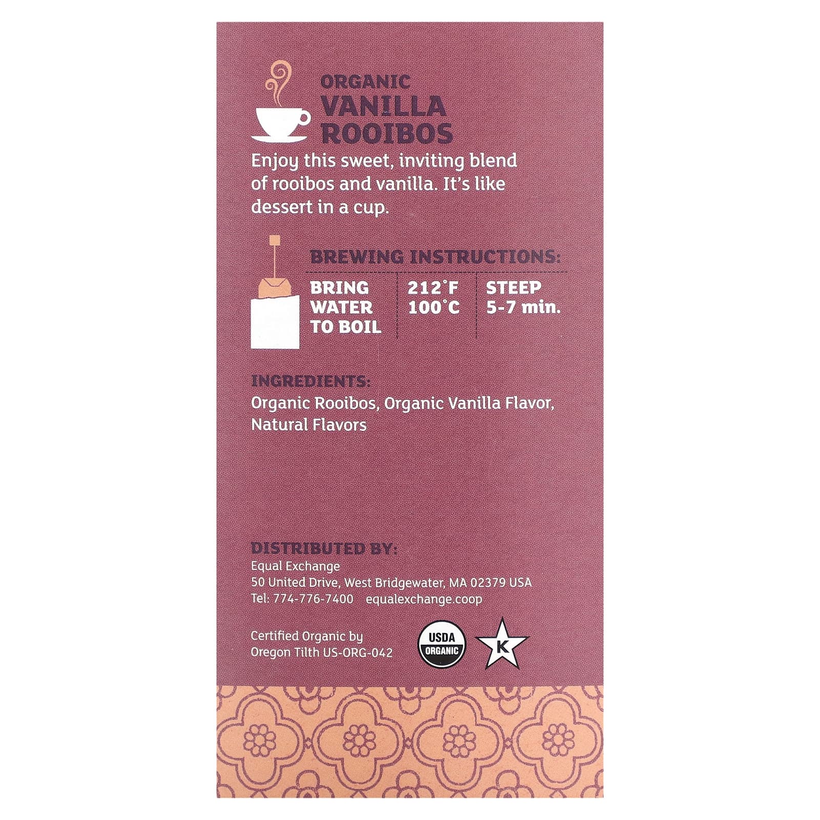 Organic Vanilla Rooibos Tea - Fair Trade, Caffeine-Free, 20 Tea Bags - Image 2