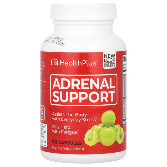 Health Plus Adrenal Support Supplement for Stress & Fatigue Relief, 90 Capsules - Image 1