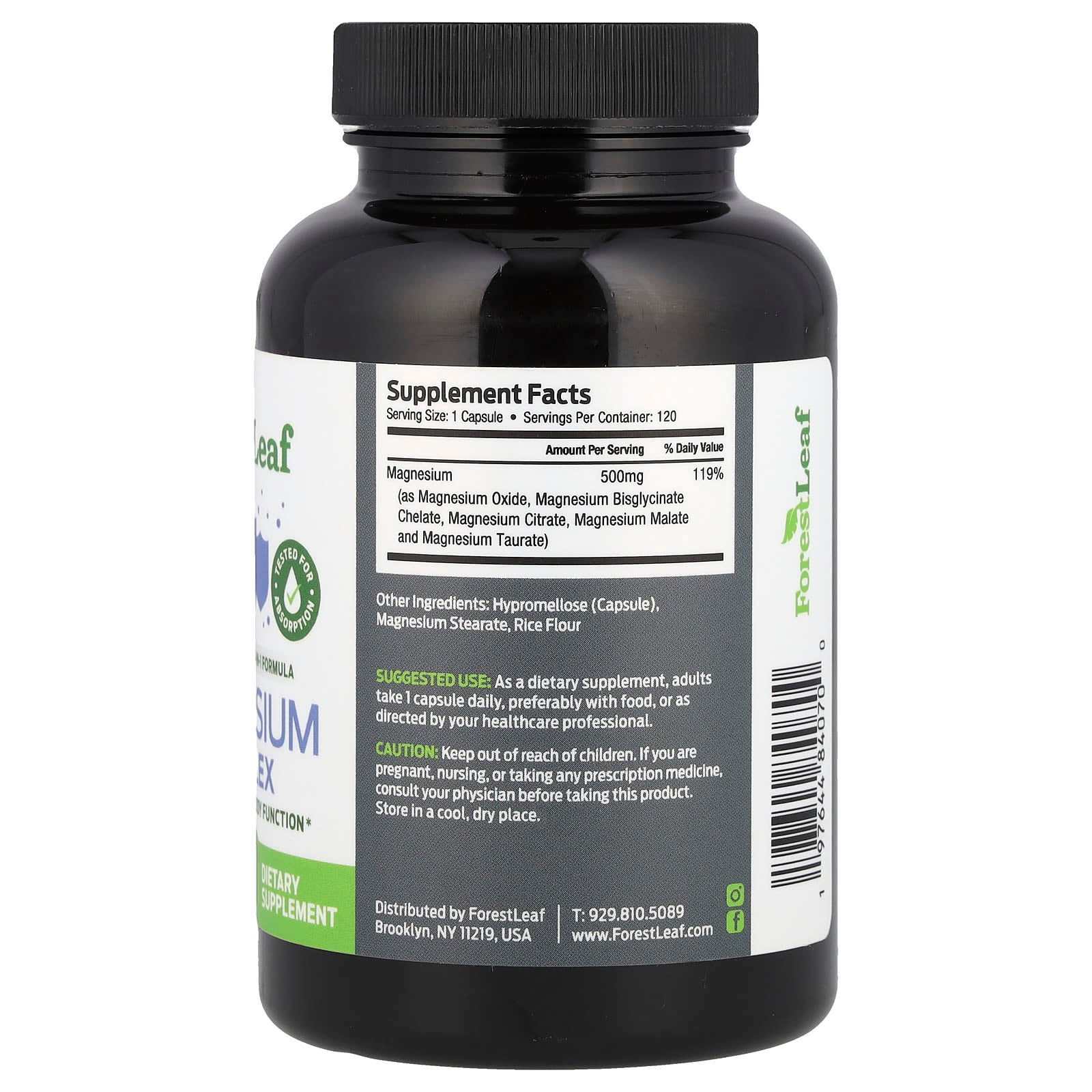 Advanced Magnesium Complex - 500mg, 120 Capsules, Vegetarian Friendly - Image 2