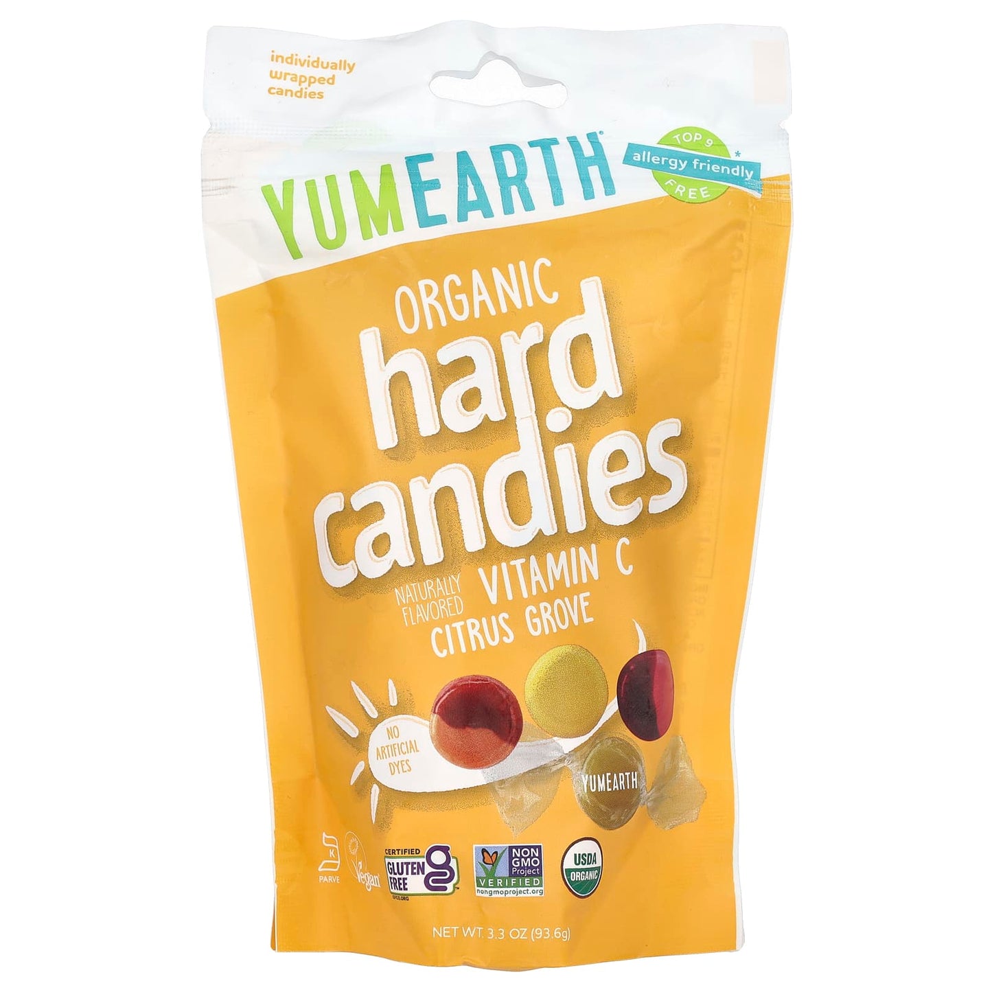 YumEarth, Organic Hard Candies, Vitamin C, Citrus Grove, 3.3 oz (93.6 g) - Image 1