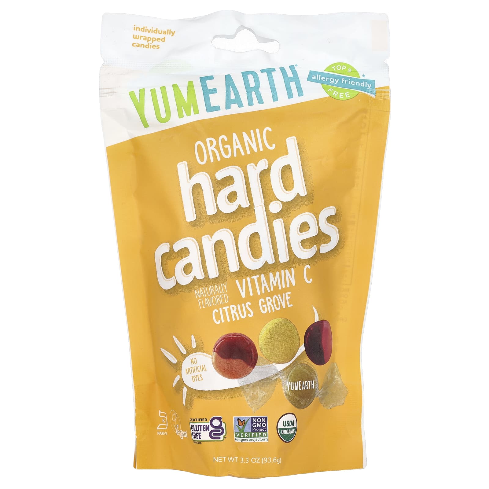 YumEarth, Organic Hard Candies, Vitamin C, Citrus Grove, 3.3 oz (93.6 g) - Image 1
