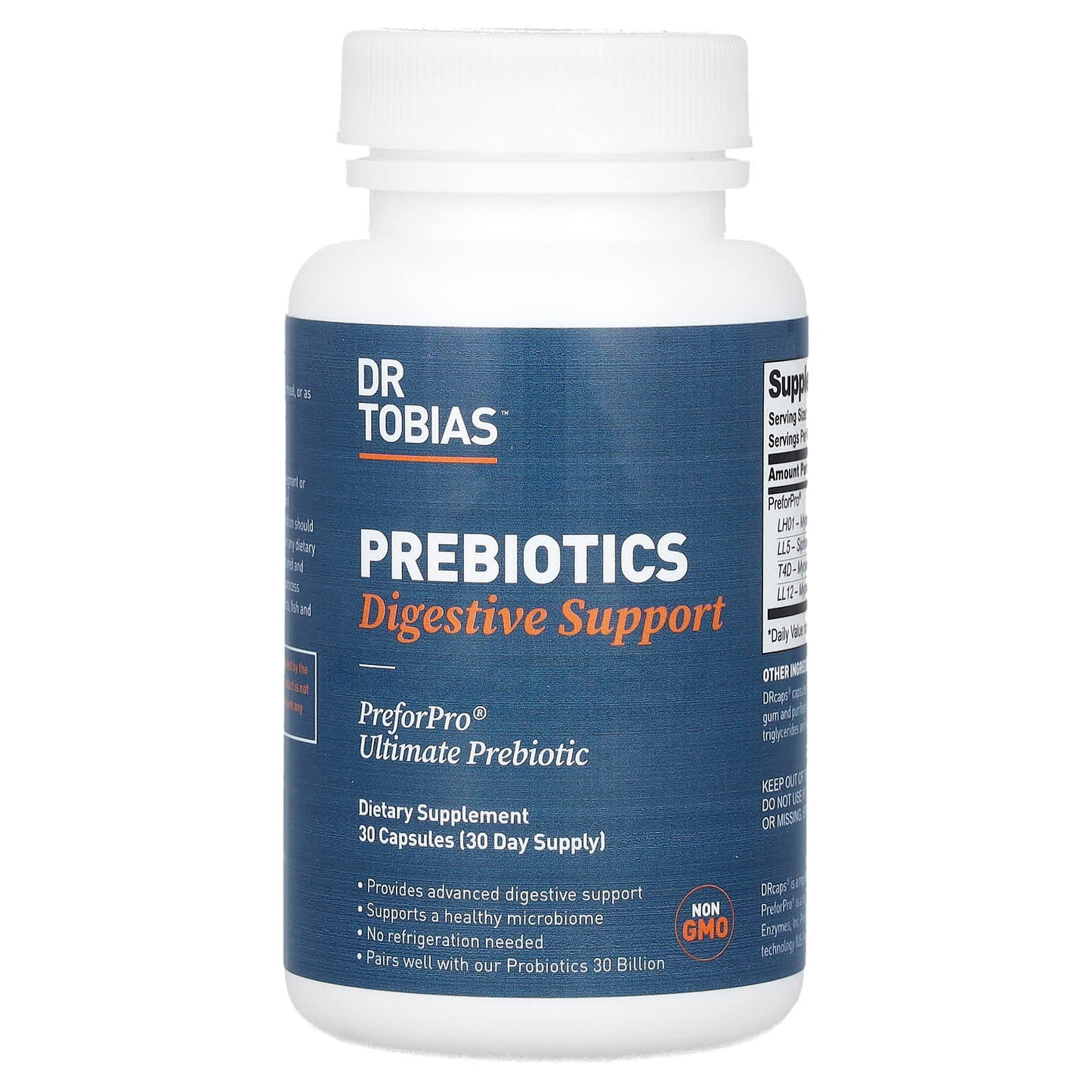 Dr. Tobias Advanced Prebiotics for Healthy Digestion, 30 Capsules - Image 1